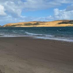 The epic Ōpononi sand dunes on the shores of the Hokianga Harbour