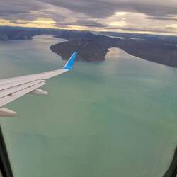 Coming into Greenland. View from the air