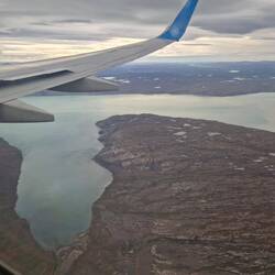 Coming into Greenland. View from the air
