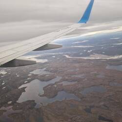 Coming into land in Greenland .view fm the air