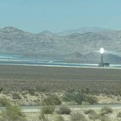 Lights are from the Ivanpah Solar Electric Generating System, a solar thermal power plant