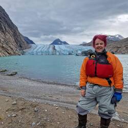 In the gear for paddling canoe ...dry suit ,muck boots and life jacket