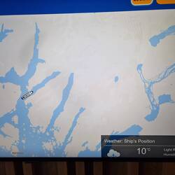 Map on or room screen shows boats position