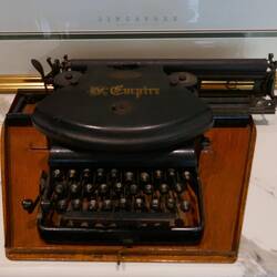 Armed with trusty laptop.