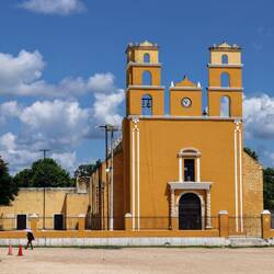 In addition to Mayan ruins, Yucatán has numerous colonial churches. The town of Acanceh.