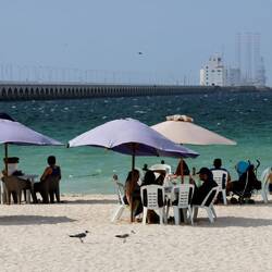 Beach and long pier in Progreso.