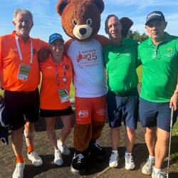 Pat loves that bear - sad because Hugh got closer