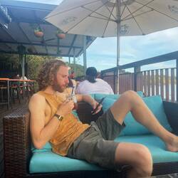 Ice tea and book after we'd been hustled off the loungers