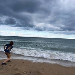 Dan will skip anything (even roof tiles from the typhoon), in any water