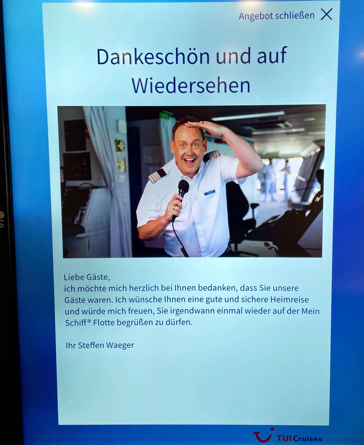 Unser Cruise Director verabschiedet sich - wir uns auch 🫡 👋