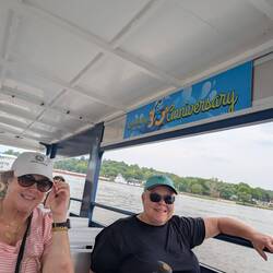 Cindy and our friend, Diana, on the Channel Cat