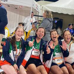 4*100 relay- no medal but 3rd in heat. Very exciting finish