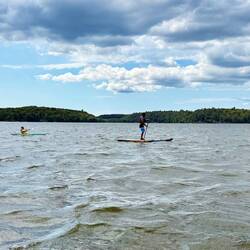 Jackson and Rob slowly making their way back to the cottage