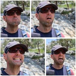 Christian während der Wanderung (das letzte ist beim Eintauchen ins "kühle" Wasser 😂)