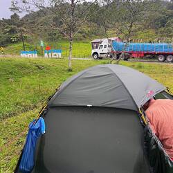 Our pitch near the village school (its a bit noisy from the road)
