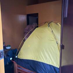 We test out Alice's tent adaptation to allow us to use the inner as a mosquito net.