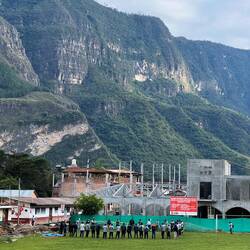 Morning prayers at 7.15 at the building site