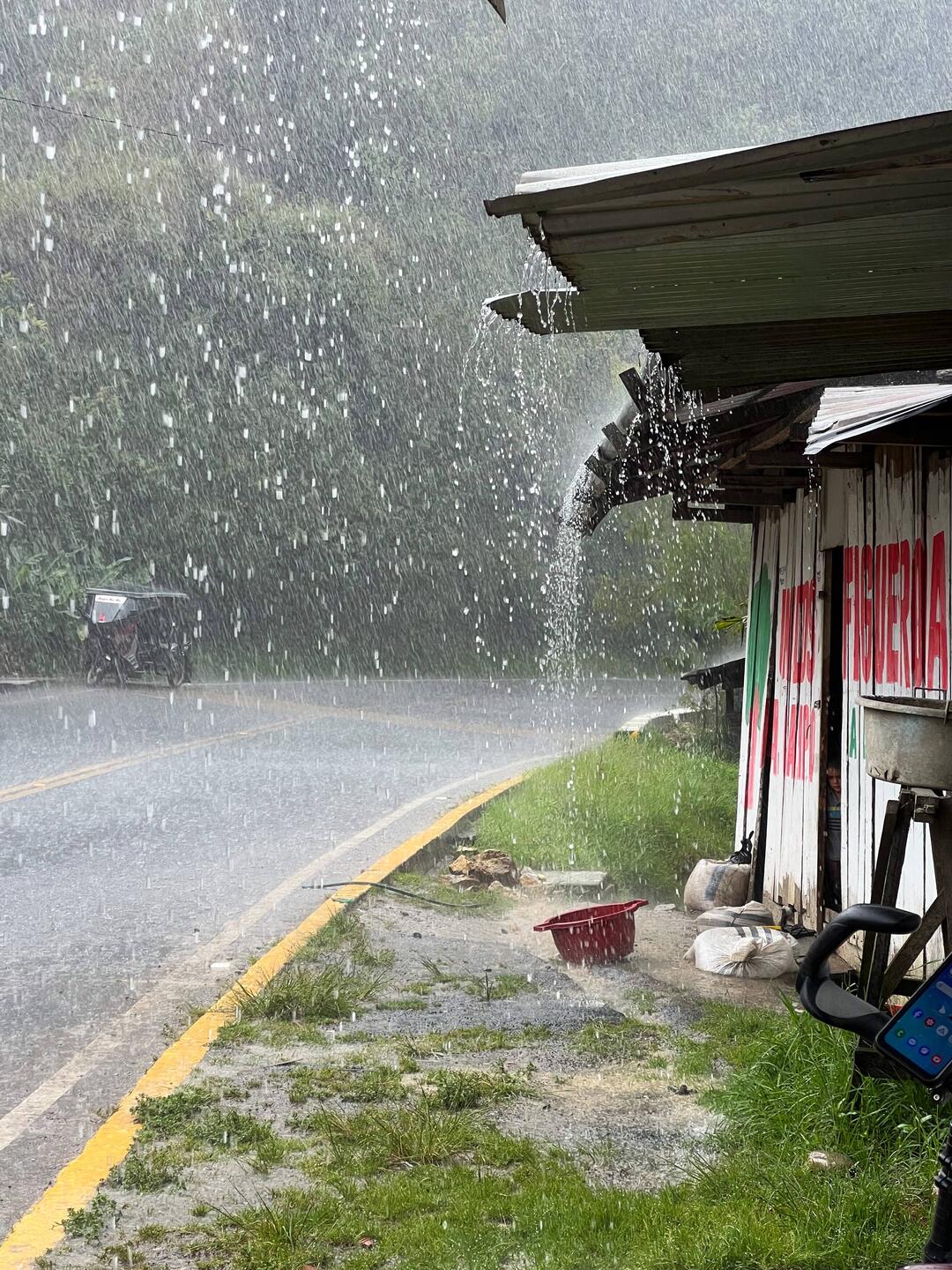 Raining buckets and providentiel shelter