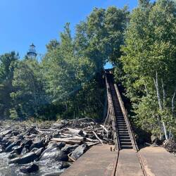 The climb up from the dock to the light house at Outer Island
