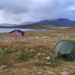 At the Pitsusjärvi wilderness cabin.
