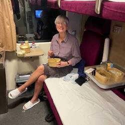 Dinner on the train to northern Thai border