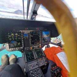 In the helicopter over the glacier