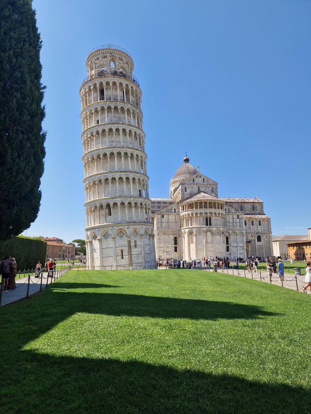 The tower is not straight due to the soft soil.