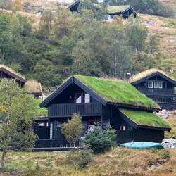 Schöne Grasdachhäuser