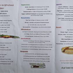 Speisekarte Wirtshaus Fuchsbau