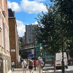 The three musketeers walking from Russell Square to Doughty Street