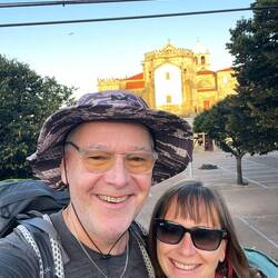 7:40am start from municipal albergue in Vila do Conde overlooking the cathedral in background