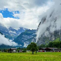 View near the end of Lauterbrunnen Valley, Switzerland.