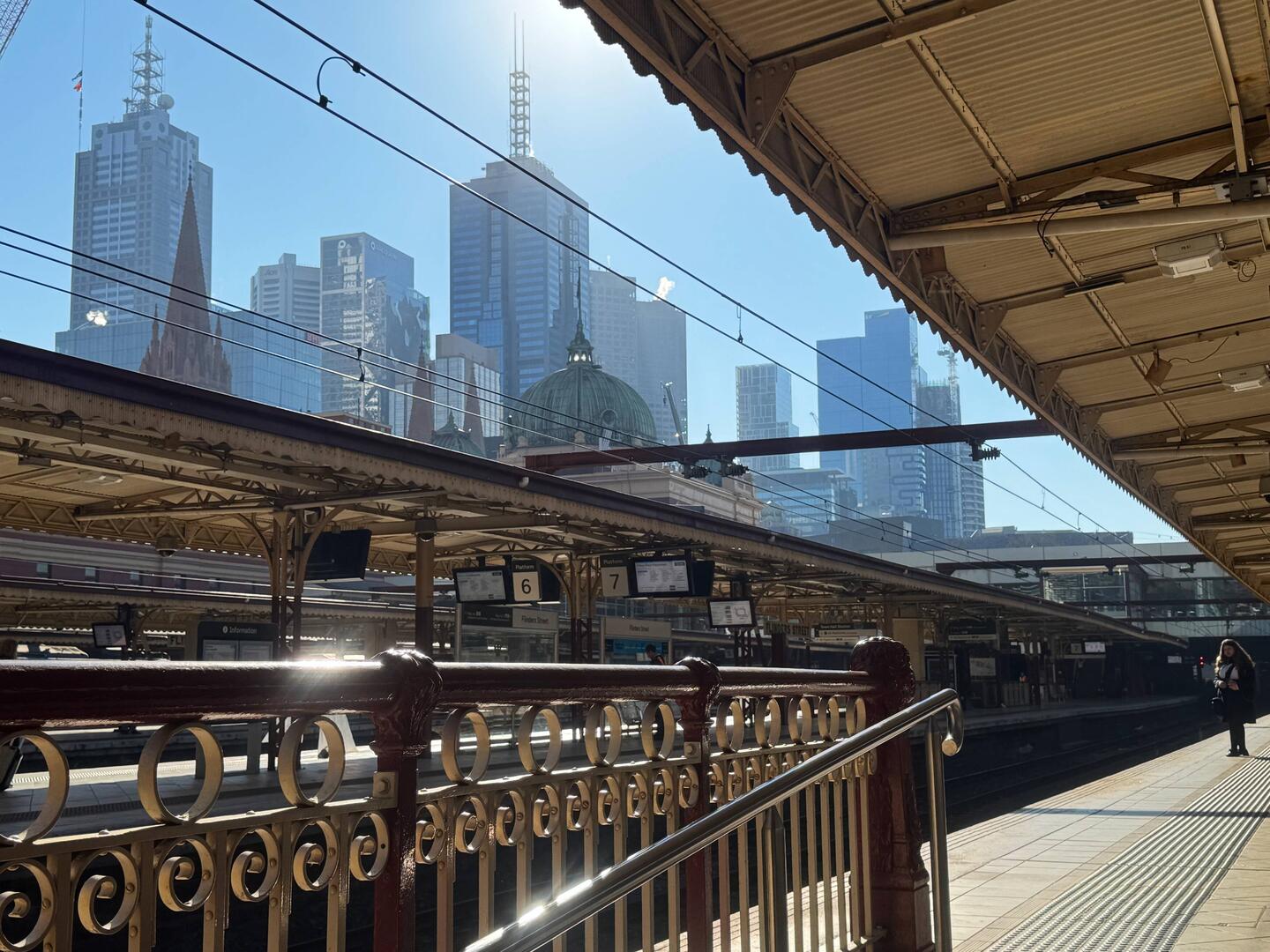 Arriving into Flinders St. station