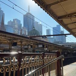 Arriving into Flinders St. station