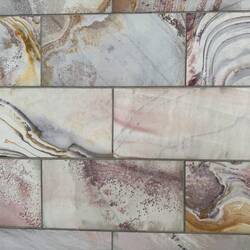 Beautiful NGV floor made from pink and ochre Kimberley sandstone paving