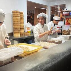 Making dumplings in China town - queue out the door!