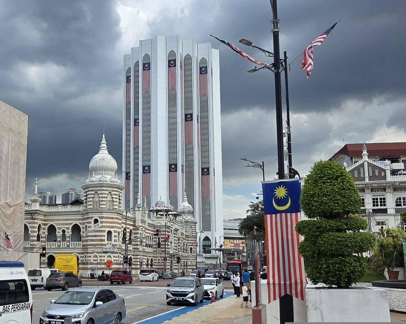 Islamic main building for all things. Flags are for upcoming independence day 30 August
