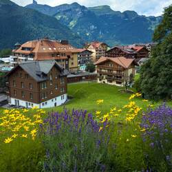 Wengen from our meandering walk — Bernese Oberland, Switzerland.