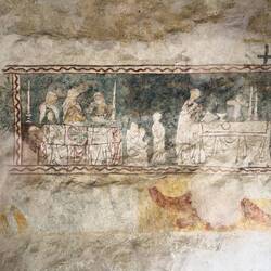 One of the historic frescoes at the Gsteig Church — Gsteigwiler, Switzerland.