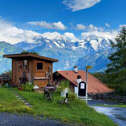 View of the Bernese Alps from Waldegg, Switzerland.