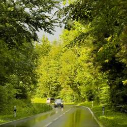 As we start up the road to Beatenberg, it was still raining ... but the sun was starting to peek out