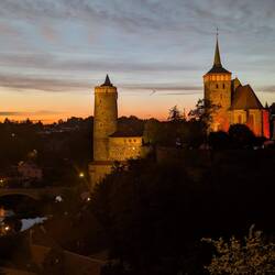 Postkartenpanorama von der Friedensbrücke aus