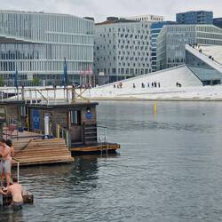 The artic plunge and sauna in the harbour plus the opera house
