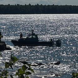 This NPS boat crew was picking up a employee working on the weather station.