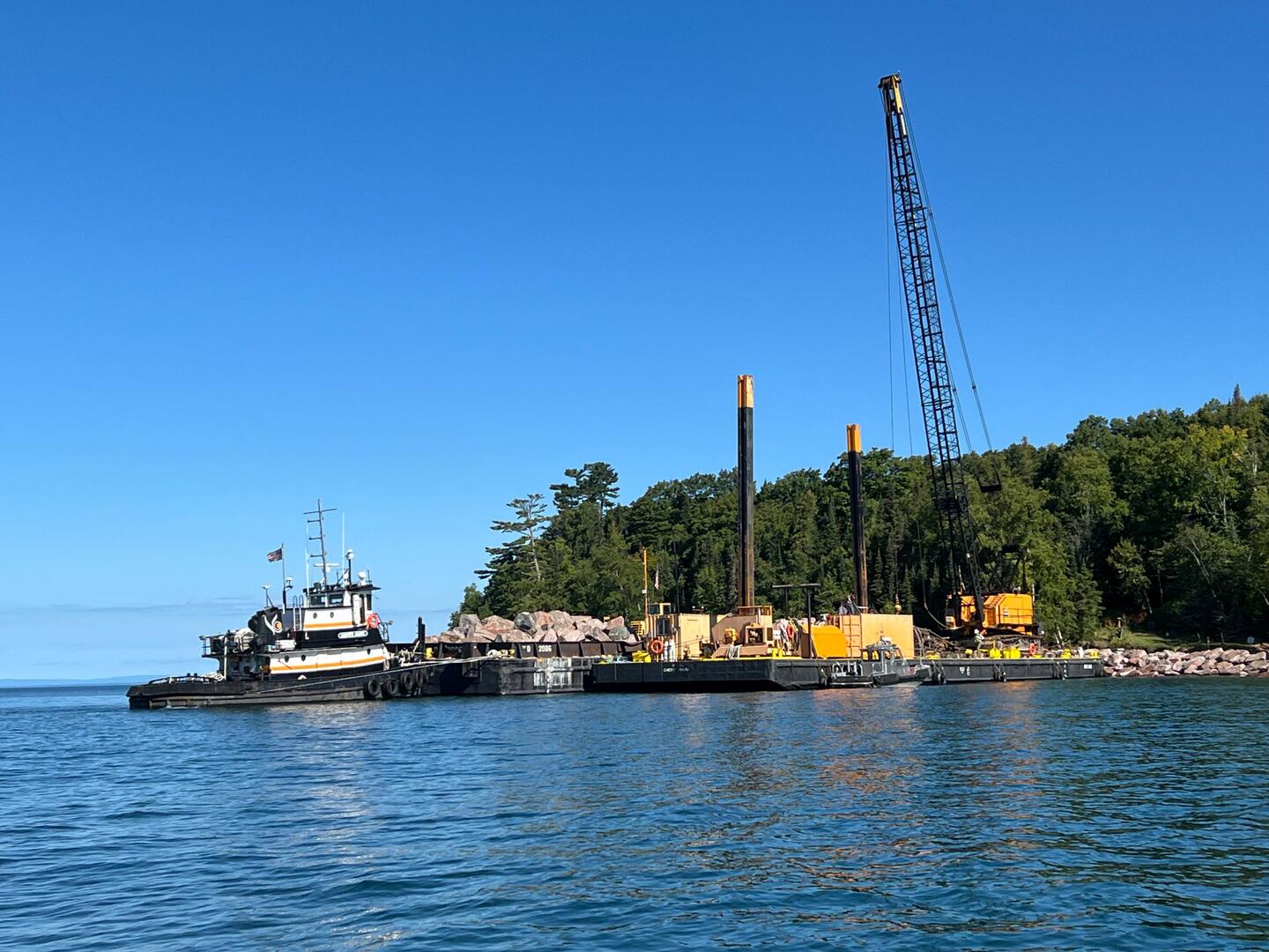 Construction on the Devils Island harbor
