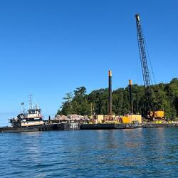 Construction on the Devils Island harbor