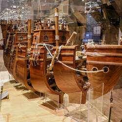 A detailed model of a Spanish galleon. Maritime Museum Campeche.