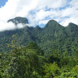 Tropical mountains between tunnels
