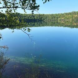A beautiful lake next to the trail