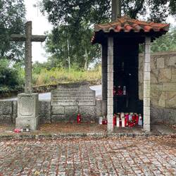 Makeshift shrines can be found throughout Europe. This is one of them